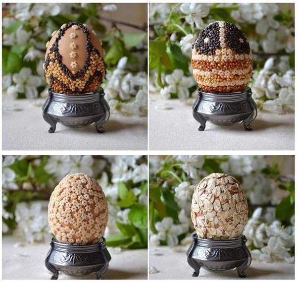 Пасхальные ЭКО-яйца — декор крупой и семенами. Идеи для пасхи 11